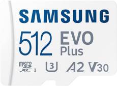 Carte Mémoire Micro SD Samsung Evo Plus 512 Go Micro SDXC MB-MC512KA/EU U3 Classe 10 A2 130 Mo/s avec Adaptateur Version 2021
