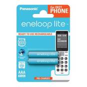 Panasonic de Eneloop BK bk-4lcce/ft-2de Lite Ready To Use Ni-MH AAA Micro, Lot de 2, 550 mAh, Batterie, 3000 Cycles Bleu clair