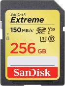 SanDisk Extreme 256 Go Carte mémoire SDXC jusqu'à 150 Mo/s, Classe 10, U3, V30