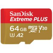 MicroSDXC 64 Go Extreme PLUS UHS-I 1133x (170Mb/s) + adaptateur