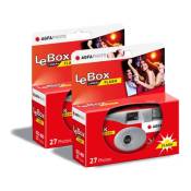 AGFA PHOTO 601020 - Appareil Photo Jetable LeBox Flash, 27 photos, Objectif Optique 31 mm - Gris et Rouge