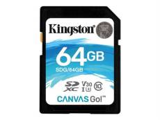 Kingston Canvas Go! - Carte mémoire flash - 64 Go - Video Class V30 / UHS-I U3 / Class10 - SDXC UHS-I