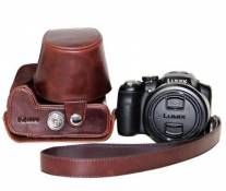 PU Cuir Sacoche Housse Sacs pour appareils Photo pour Leica V-LUX4 Panasonic DMC-FZ200 Brun café Noir
