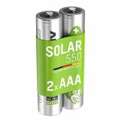 ANSMANN Piles solaires Rechargeables Micro AAA 550 mAh 1,2V (Lot de 2) – Piles Rechargeables pour Lampes solaires, décorations de Jardin, etc. – Piles
