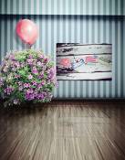 Sol en Bois Fleurs Mur Balloon Photographie Backdrops Photo Props Fond de Studio 5x7ft