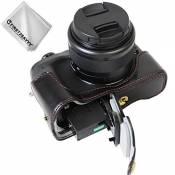 First2savvv PU cuir étui housse appareil photo numérique pour Canon EOS M6 + Chiffon de nettoyage XJD-EOSM6-D01