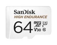 SanDisk High Endurance - Carte mémoire flash (adaptateur microSDXC vers SD inclus(e)) - 64 Go - Video Class V30 / UHS-I U3 / Class10 - microSDXC UHS-I