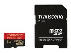 Transcend Ultimate - Carte mémoire flash (adaptateur microSDHC - SD inclus(e)) - 8 Go - UHS Class 1 / Class10 - 600x - microSDHC UHS-I
