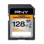 PNY Carte mémoire SDXC Turbo Performance 128 Go Classe 10 UHS-1 U3 avec une vitesse de lecture allant jusqu'à 90 Mb/s