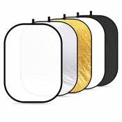 Neewer ® 5-en - 1 ovale 150 x 200 cm-professionnel pliable Multi-Disque réflecteur de lumière et translucides, argent, noir, doré, Surface Blanc