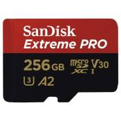 Carte Mémoire microSDXC SanDisk Extreme PRO 256 Go + Adaptateur SD avec Performances Applicatives A2 jusqu'à 200 Mo/s, 140 Mo/s Classe 10, U3, V30
