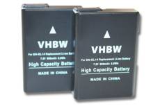 Vhbw 2x Batterie compatible avec Nikon D3100, D3200, D3300, D3400 appareil photo digital reflex APRN (950mAh, 7,2V, Li-ion) avec puce d'information