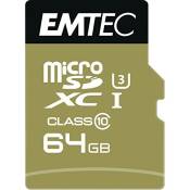 EMTEC SpeedIN' - Carte mémoire flash (adaptateur microSDXC vers SD inclus(e)) - 64 Go - UHS-I U3 / Class10 - 650x - micro SDXC