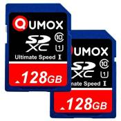 Carte Mémoire SD Qumox 128Go SDXC Classe 10 UHS-I 80MB/s pour appreil photo paquet de deux