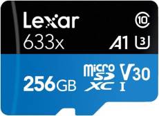 Carte Mémoire Lexar Professional 633x 256 Go Microsdhc -Noir+Bleu