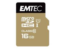 EMTEC Gold+ - Carte mémoire flash (adaptateur SD inclus(e)) - 16 Go - Class 10 - micro SD - or