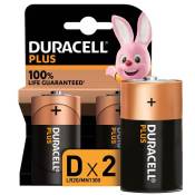 Pack 2 piles alcalines Duracell Plus 1.5 V LR20 Noir