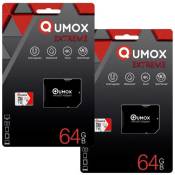 2x 64Go Micro SD/SDXC Qumox Extreme carte mémoire 64Go Micro SDXC classe 10 UHS-I sous blister