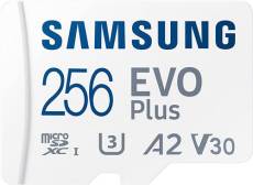 Carte Mémoire Micro SD Samsung Evo Plus 256 Go Micro SDXC MB-MC256KA/EU U3 Classe 10 A2 130 Mo/s avec Adaptateur Version 2021
