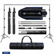 Kit système Phot-R 2m x 2,26 m Portable Backdrop Aide Photo Studio - 2x 2m Lumière Support et 2,26 m Barre transversale Fond Set avec Carry Case