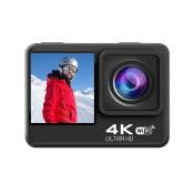 EKASN Caméra Sport CP200 4K 30FPS 16MP Grand-Angle Télécommande WiFi Deux HD Écran Étanche jusqu'à 30M 2 batteries Accessoires Noir