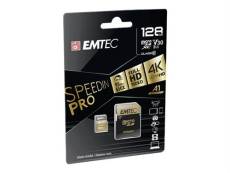 EMTEC SpeedIN' PRO - Carte mémoire flash (adaptateur microSDHC - SD inclus(e)) - 128 Go - Video Class V30 / UHS-I U3 / Class10 - microSDXC UHS-I