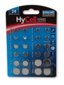 HyCell Jeu économique de 24 piles boutons / 1 paire pour chaque type CR2032, CR2025, CR2016, CR1620, LR41, LR43, LR44, LR626, LR621, LR754, LR1120, LR