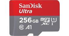 Sandisk carte mémoire microsdxc ultra 256 go + adaptateur sd. Vitesse de lecture allant jusqu'à 120mb/s, classe 10, u1, homologuée a1