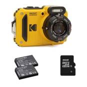 KODAK Pixpro Pack WPZ2 + 2 Batteries + 1 carte SD - Compact 16M Pixels, etanche à 15m, Anti-Choc, Video 720p, Ecran LCD 2,7 - Batterie Li-ion - Jaune