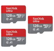 Lot de 3 Sandisk ultra 128 Go Carte Mémoire Micro SDXC MicroSDXC Class 10 UHS-I 120Mb/s