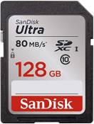 Carte Mémoire SDXC 128 Go SanDisk Ultra jusqu'à 80 Mo/s, Classe 10 FFP