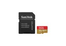Sandisk Carte MicroSDXC Extreme 128GB Caméras et Drones 190/90MBs A2 V30 UHS-I U3 avec adaptateur