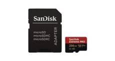 Carte mémoire microsdxc sandisk extreme pro 256 go + adaptateur sd avec performances applicatifs a2 jusqu'à 170 mo / s, classe 10, u3, v30