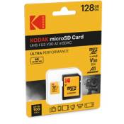 KODAK Carte Memoire Micro SD - 128GB, Classe 10, Haute Performance, avec Adaptateur