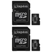 Lot de 2 Kingston Canvas Select Plus SDCS2 32Go 32 go Micro SD Carte Mémoire Class 10 A1 100Mo/s Adaptateur inclus -KM01