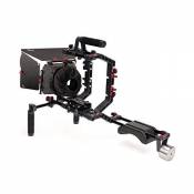 FILMCITY Support d'épaule Rig Kit avec Camera Cage, boîte Mat et 15mm tiges en Aluminium pour Les caméras vidéo DSLR(FC-02)