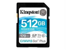 Kingston Canvas Go! Plus - Carte mémoire flash - 512 Go - Video Class V30 / UHS-I U3 / Class10 - SDXC UHS-I