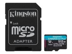 Kingston Canvas Go! Plus - Carte mémoire flash (adaptateur microSDXC vers SD inclus(e)) - 512 Go - A2 / Video Class V30 / UHS-I U3 / Class10 - microSD