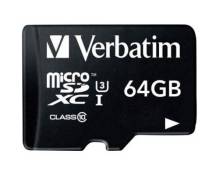 Verbatim PRO - Carte mémoire flash (adaptateur SD inclus(e)) - 64 Go - UHS Class 3 / Class10 - 300x/600x - microSDXC UHS-I