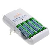 Jupio JBC0035 Chargeur de batterie domestique Blanc chargeur de batterie - Chargeurs de batterie (Hybrides nickel-métal (NiMH), AA, 2100 mAh, 1,25 V, 