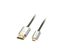 Lindy câble hdmi slim - compatible hdmi 2.0 ultra hd avec ethernet cromo - type a/d - 2m