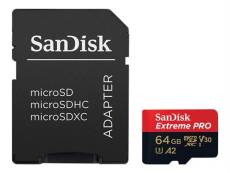 SanDisk Extreme Pro - Carte mémoire flash (adaptateur microSDXC vers SD inclus(e)) - 64 Go - A2 / Video Class V30 / UHS-I U3 / Class10 - microSDXC UHS