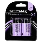 Energy Max - Lot de 2 Piles LR14 Alcaline 4cm Violet