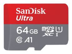 Carte mémoire micro SD SanDisk Ultra 64 Go Rouge et Gris