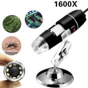 Letouch1600X Zoom USB Microscope Numérique 8LED Endoscope Léger Loupe Caméra Vidéo avec Stand