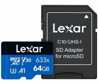Lexar Professional 633x Carte Micro SD 64 Go, Carte microSDXC UHS-I, Jusqu'à 100 Mo/s en Lecture, Carte TF pour Smartphones, Tablettes et Caméras d'ac