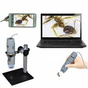 BANGWEIER Microscope numérique portable USB avec grossissement 1 x ~ 500 x avec support