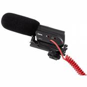 Hama Microphone directionnel "RMZ-18" (pour caméscopes, appareils photo reflex et systèmes, caractéristiques directionnelles commutables, Zoom) Noir
