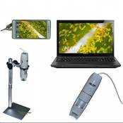 BANGWEIER Microscope numérique portable USB avec grossissement 1 x ~ 500 x avec support