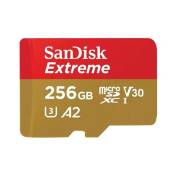 Carte Mémoire Micro SD SDXC SanDisk Extreme 256 Go A2 lecture 190Mo/s écriture 130Mo/s Classe 10 U3 V3 version 2022